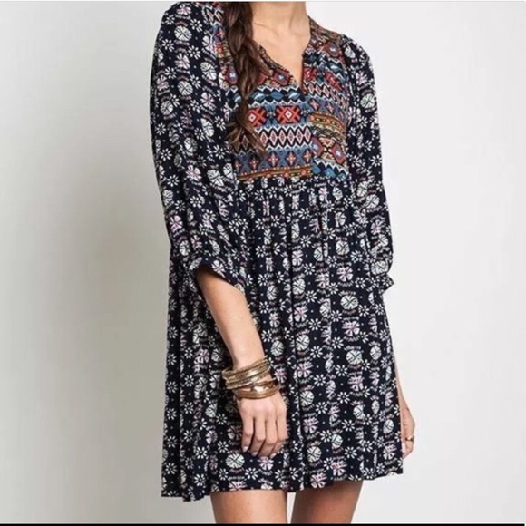 New Boho Babydoll Peasant Tunic Dress Size Small S - Picture 3 of 6